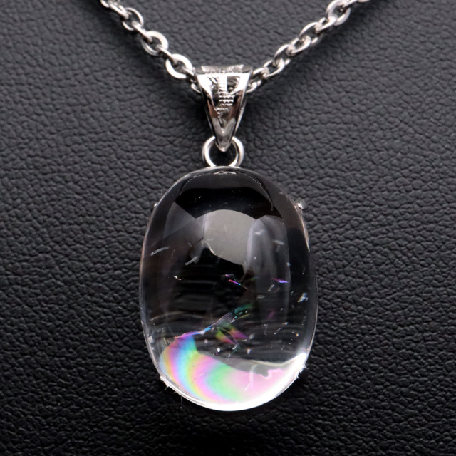 アイリスクォーツ 虹入り 水晶 ネックレス AAA 天然石 ペンダント高品質 Silver925 チェーン付き