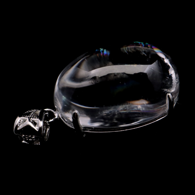 アイリスクォーツ 虹入り 水晶 ネックレス AAA 天然石 ペンダント高品質 Silver925 チェーン付き