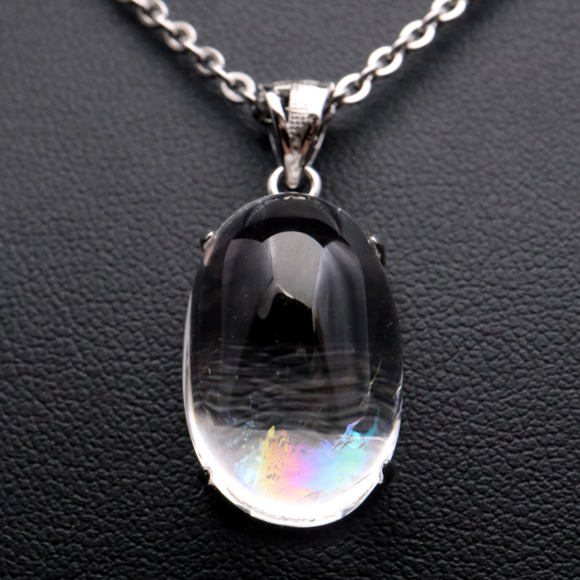 アイリスクォーツ 虹入り 水晶 ネックレス AAA 天然石 ペンダント高品質 Silver925 チェーン付き