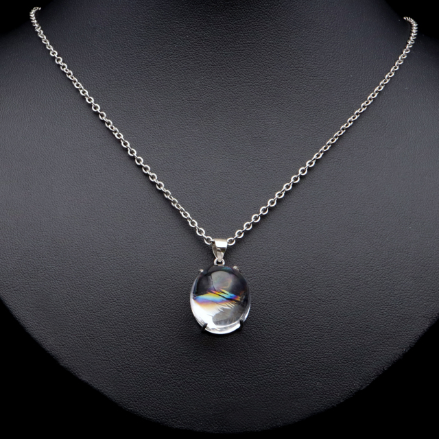 アイリスクォーツ 虹入り 水晶 ネックレス AAA 天然石 ペンダント高品質 Silver925 チェーン付き