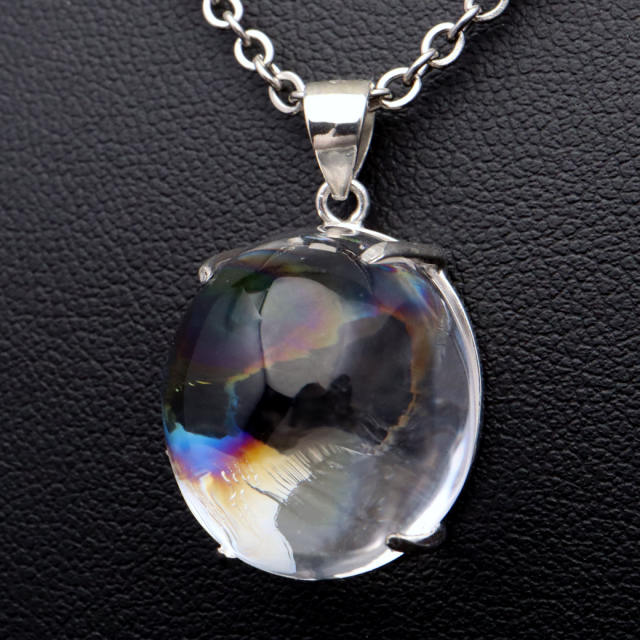 アイリスクォーツ 虹入り 水晶 ネックレス AAA 天然石 ペンダント高品質 Silver925 チェーン付き