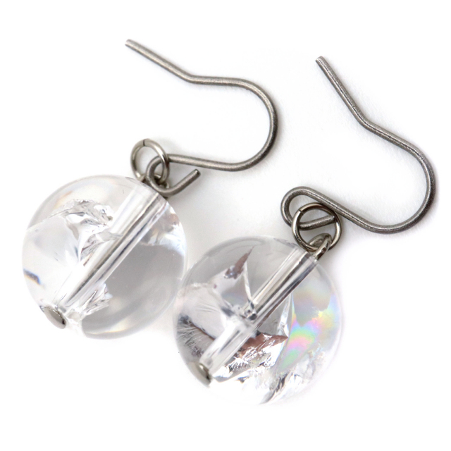 水晶 ピアス レディース 両耳用 アイリスクォーツ 天然 虹入り レインボー 天然石 パワーストーン 送料無料