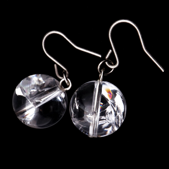 水晶 ピアス レディース 両耳用 アイリスクォーツ 天然 虹入り レインボー 天然石 パワーストーン 送料無料