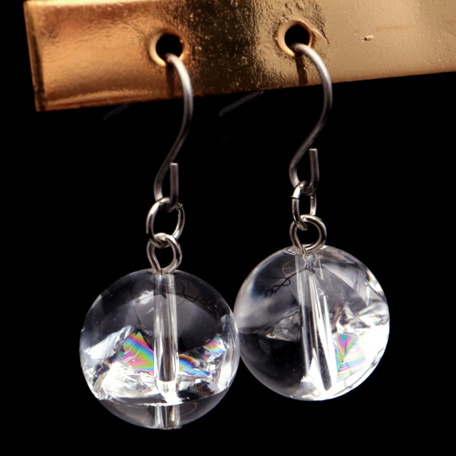 水晶 ピアス レディース 両耳用 アイリスクォーツ 天然 虹入り レインボー 天然石 パワーストーン 送料無料