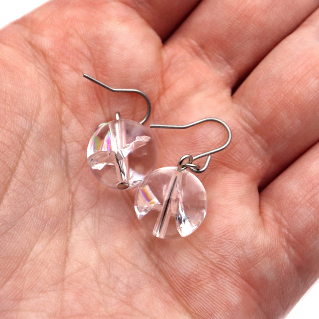 水晶 ピアス レディース 両耳用 アイリスクォーツ 天然 虹入り レインボー 天然石 パワーストーン 送料無料