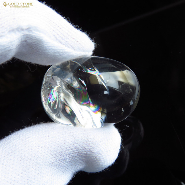 高透明 虹入り天然水晶ルース タンブル レインボー アイリスクォーツ パワーストーン 天然石