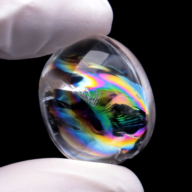 水晶 虹入り ルース タンブル アイリスクォーツ ハンドメイド パーツ 天然石 Silver925 パワーストーン 4月 誕生石