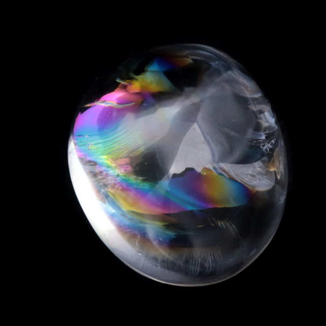 天然アイリスタンブル レインボー 虹入り GOLD STONE 高透明 虹入り天然 水晶 ルース タンブル レインボー