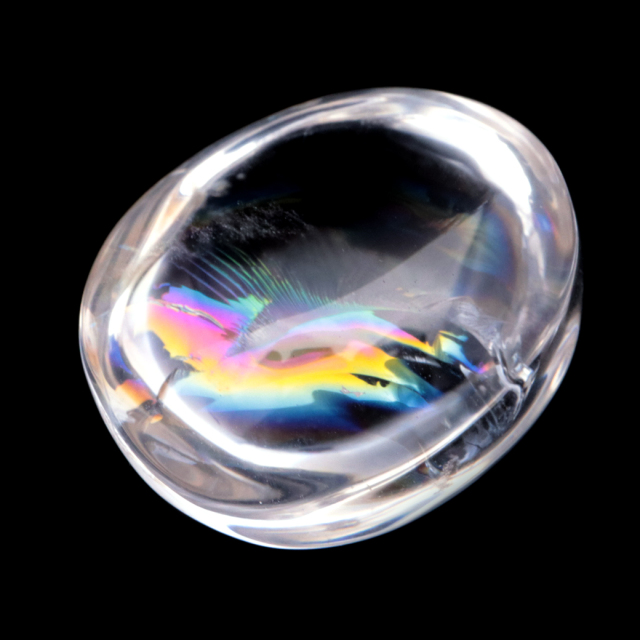 水晶 虹入り ルース タンブル アイリスクォーツ ハンドメイド