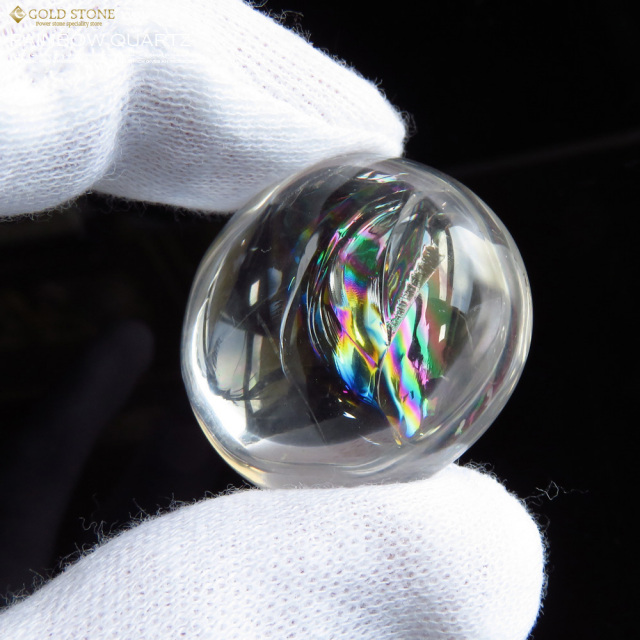 高透明 虹入り天然水晶ルース タンブル レインボー アイリス