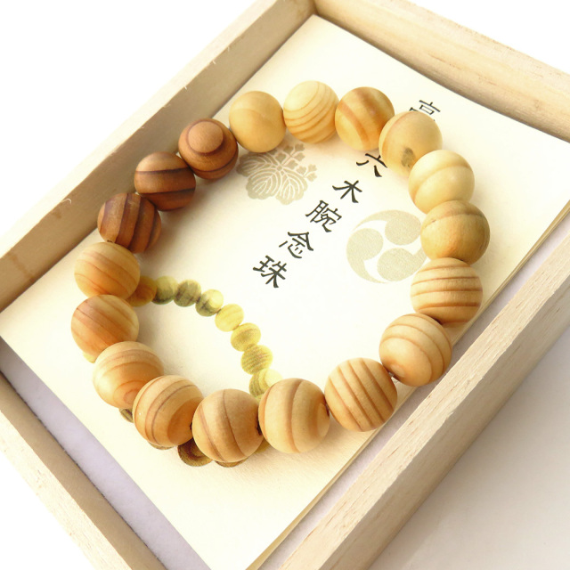 高野山 六木（りくぼく）ブレスレット 11mm 木箱付き 世界遺産 金剛峯