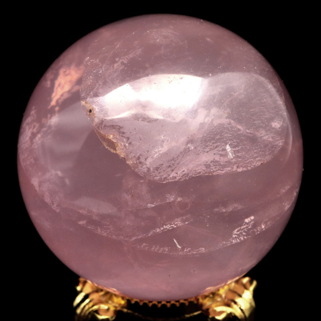 【天然石】マダガスカル産 スター ディープローズクォーツ 丸玉 台座付き 大玉 GOLD STONE スター ローズクォーツ 丸玉 77mm AAA 台座付き