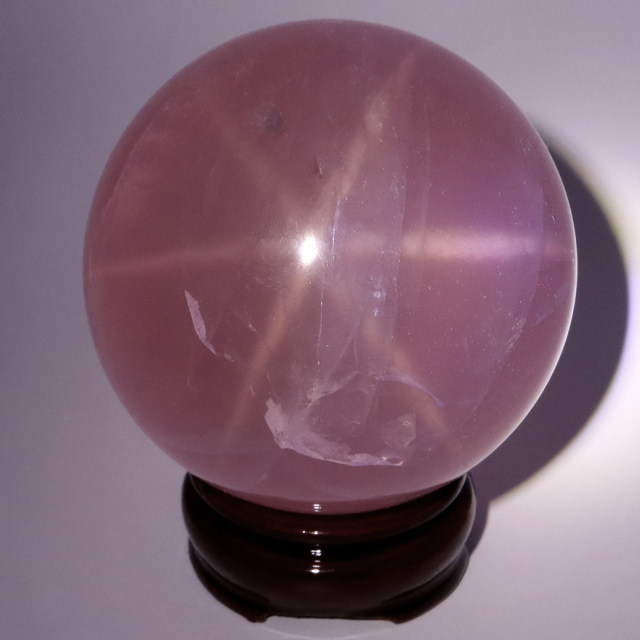 スター ローズクォーツ 丸玉 84mm AAA 台座付き マダガスカル産 天然石 1点物 スフィア 紅水晶 パワーストーン