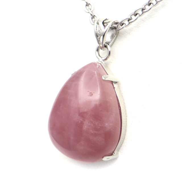 ローズクォーツ ネックレス レディース しずくドロップ 1点もの 天然石