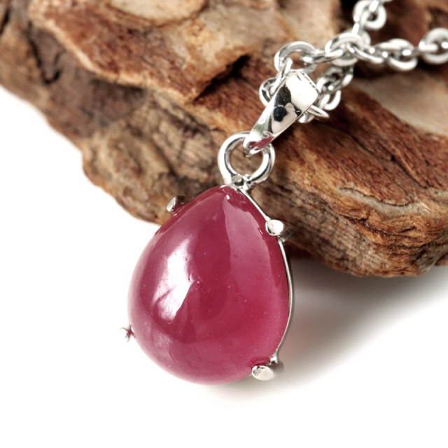 ルビー ペンダント 宝石質 SILVER925 しずく ドロップ ミャンマー産 天然石 1点物 Ruby 7月 誕生石