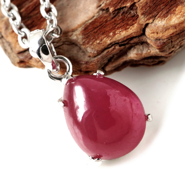ルビー ペンダント 宝石質 SILVER925 しずく ドロップ ミャンマー産 天然石 1点物 Ruby 7月 誕生石