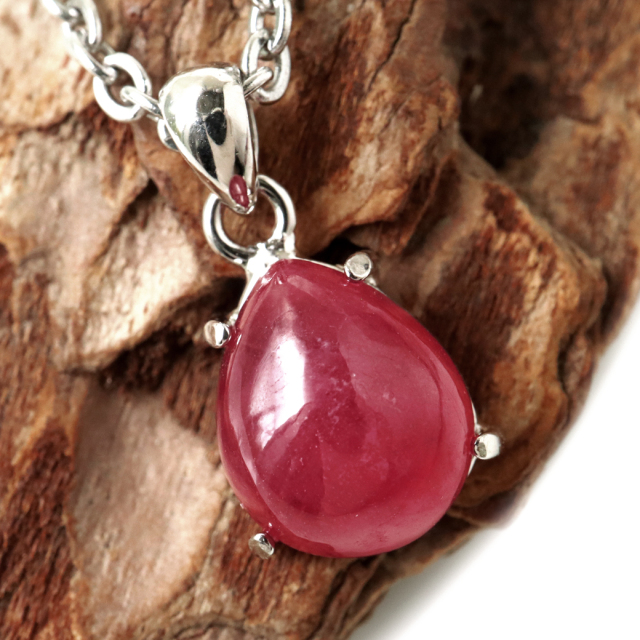 ルビー ペンダント 宝石質 SILVER925 しずく ドロップ ミャンマー産 天然石 1点物 Ruby 7月 誕生石