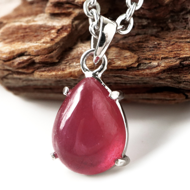 ルビー ペンダント 宝石質 SILVER925 しずく ドロップ ミャンマー産 天然石 1点物 Ruby 7月 誕生石