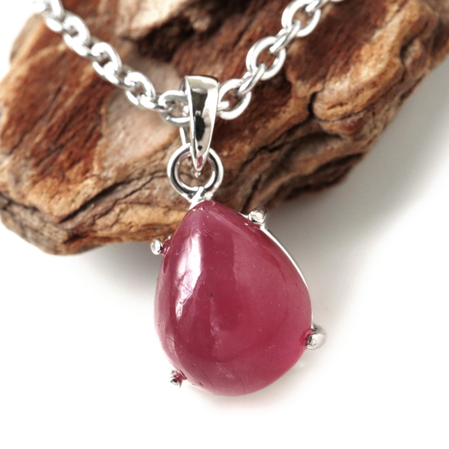 ルビー ペンダント 宝石質 SILVER925 しずく ドロップ ミャンマー産 天然石 1点物 Ruby 7月 誕生石