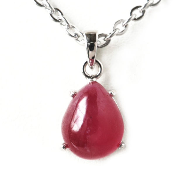 ルビー ペンダント 宝石質 SILVER925 しずく ドロップ ミャンマー産 天然石 1点物 Ruby 7月 誕生石