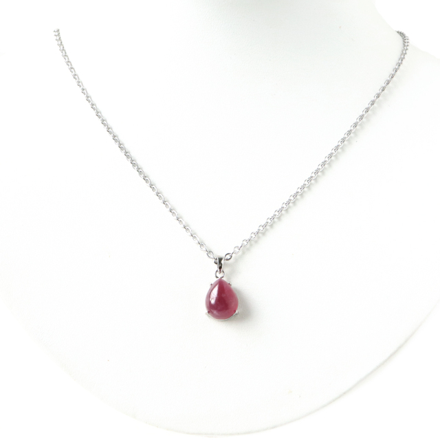 ルビー ペンダント 宝石質 SILVER925 しずく ドロップ ミャンマー産 天然石 1点物 Ruby 7月 誕生石