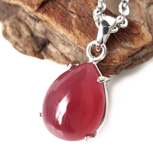 ルビー ペンダント 宝石質 SILVER925 しずく ドロップ ミャンマー産 天然石 1点物 Ruby 7月 誕生石