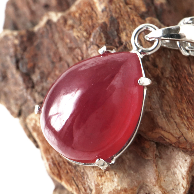ルビー ペンダント 宝石質 SILVER925 しずく ドロップ ミャンマー産 天然石 1点物 Ruby 7月 誕生石