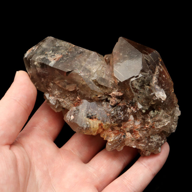 スモーキー ルチルクォーツ 原石 360g ブラジル産 1点もの 金針水晶 天然石 パワーストーン 天然石 鉱石 金運 置き物