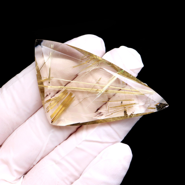 ゴールド ルチルクォーツ ルース 裸石 AAAAAA 金針 水晶 タイチンルチル 風水 金運 宝石質 天然石 パワーストーン 1点もの