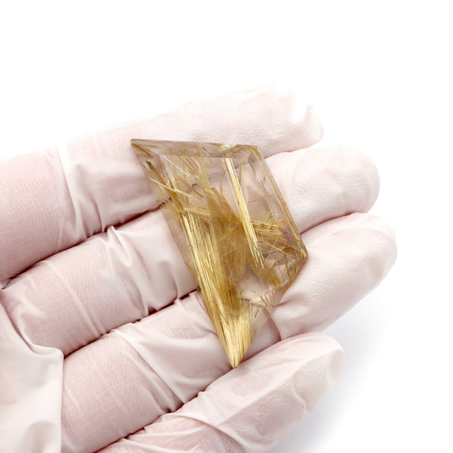 ゴールド ルチルクォーツ ルース 裸石 9g AAAAAA 金針 水晶