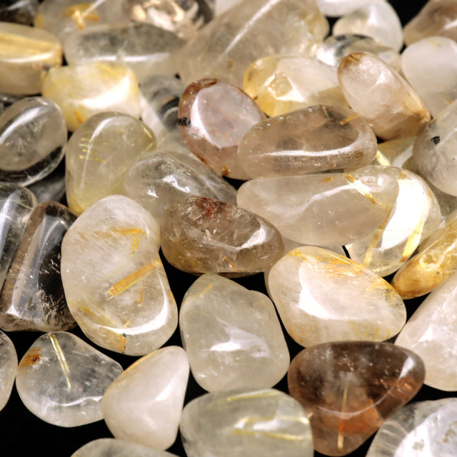 ゴールドルチル 針水晶 高品質 さざれ石 本物 100g サイズ大