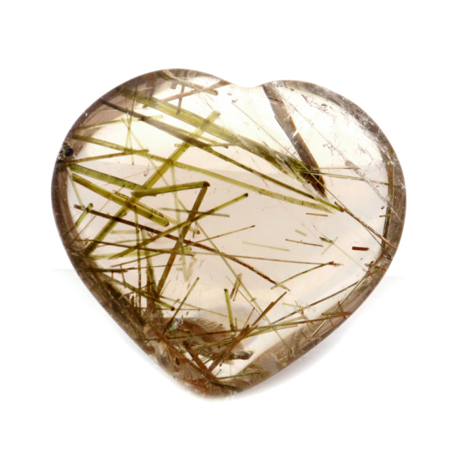 ルチルクォーツ ハート ルース 裸石 タンブル MIX ルチル ブラウン 1点もの ブラジル産 針水晶 置き物 浄化