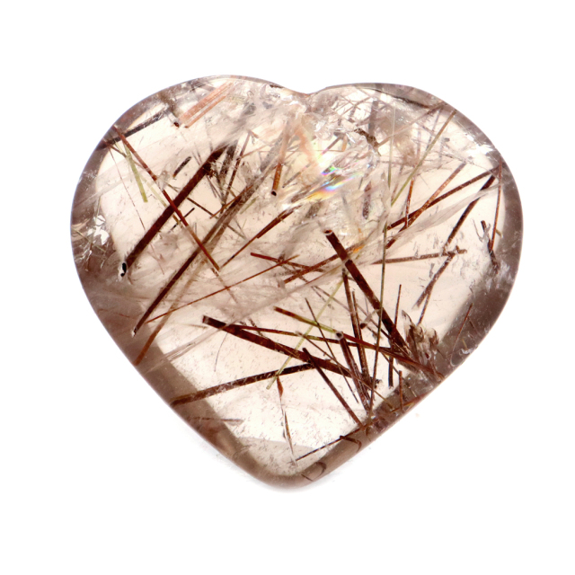 ルチルクォーツ ハート ルース 裸石 タンブル MIX ルチル ブラウン 1点もの ブラジル産 針水晶 置き物 浄化