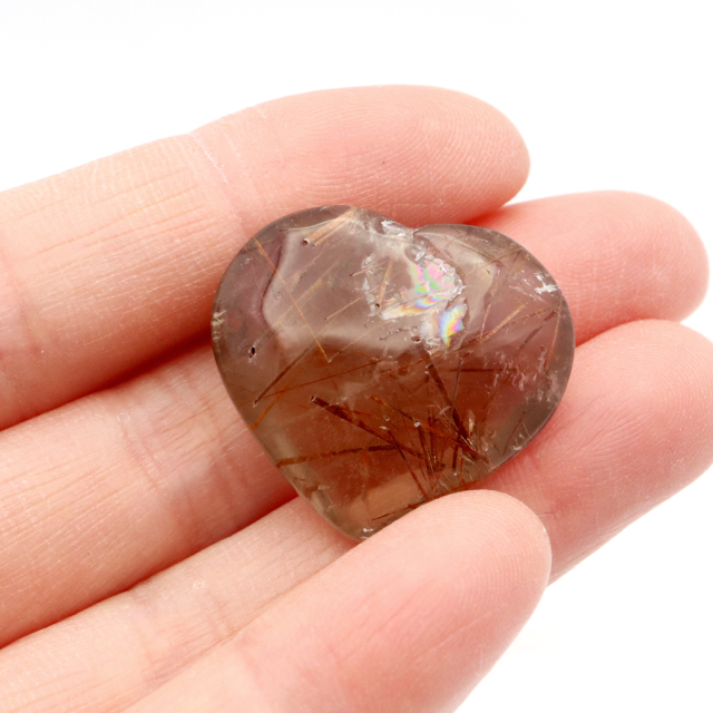 ルチルクォーツ ハート ルース 裸石 タンブル MIX ルチル ブラウン 1点もの ブラジル産 針水晶 置き物 浄化