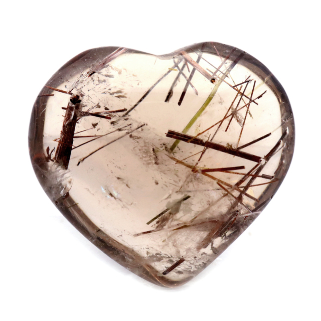 ルチルクォーツ ハート ルース 裸石 タンブル MIX ルチル ブラウン 1点もの ブラジル産 針水晶 置き物 浄化