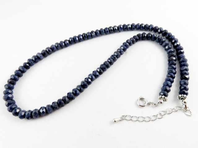 サファイアネックレス ボタンカット6x4mm 長さ41cm