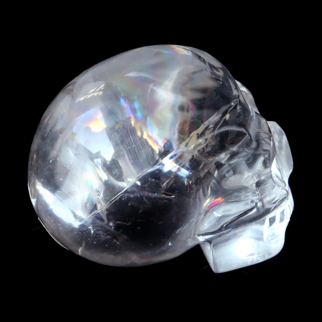 レムリアンシード 水晶 スカル 骸骨 置き物 240g 1点もの AAA+ 虹入り 置物 ヒーリング レインボー 天然石 ブラジル バイーア州産