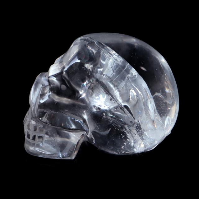 レムリアンシード 水晶 スカル 骸骨 置き物 240g 1点もの AAA+ 虹入り 置物 ヒーリング レインボー 天然石 ブラジル バイーア州産