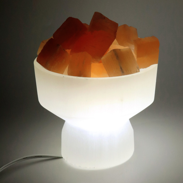 セレナイト ファイヤーランプ LEDライト 照明付き オレンジセレナイト 原石 幻想的 モロッコ産 天然石 置き物 透石膏