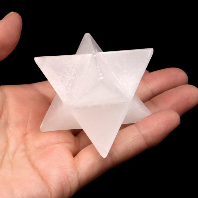 セレナイト マカバスター Mサイズ 神聖幾何学 六芒星 マルカバスター ツーソン展示会商品 置き物 オブジェ モロッコ産 スピリチュアル
