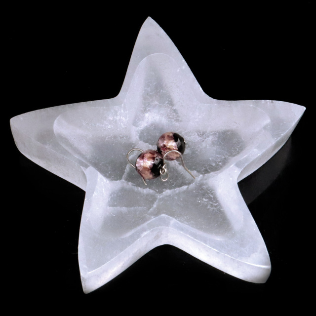 セレナイト スター 小皿 置き物 受け皿 浄化用 モロッコ産 星 五芒星 キャッツアイセレナイト