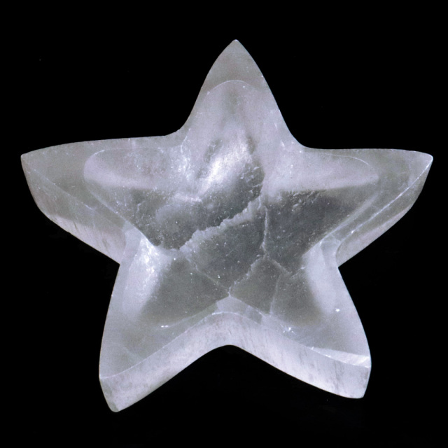 セレナイト スター 小皿 置き物 受け皿 浄化用 モロッコ産 星 五芒星 キャッツアイセレナイト
