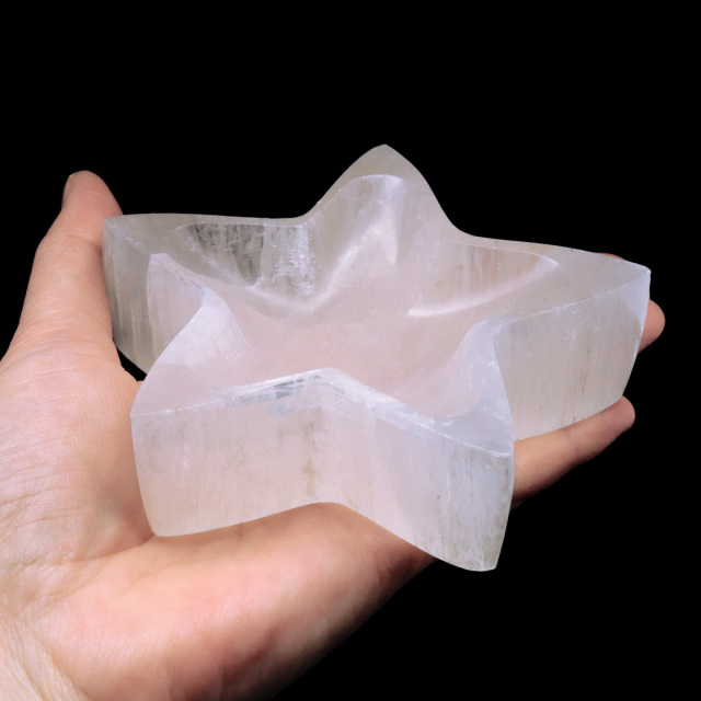 セレナイト スター 小皿 置き物 受け皿 浄化用 モロッコ産 星 五芒星 キャッツアイセレナイト