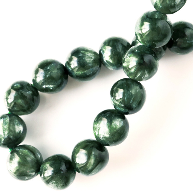 高品質 セラフィナイト ブレスレット 7.5mm 斜緑泥石 ロシア産