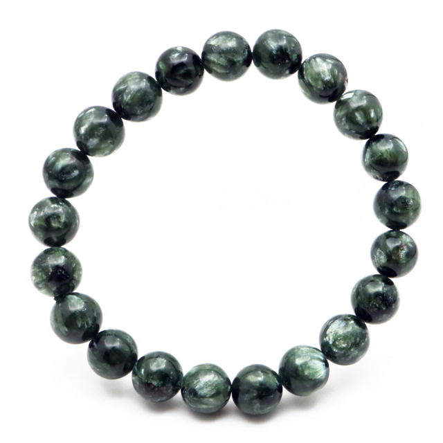 セラフィナイト ブレスレット 9mm 斜緑泥石 ロシア産 1点物