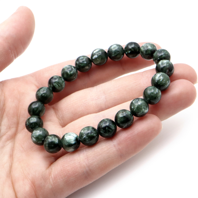 セラフィナイト ブレスレット 9mm 斜緑泥石 ロシア産 1点物