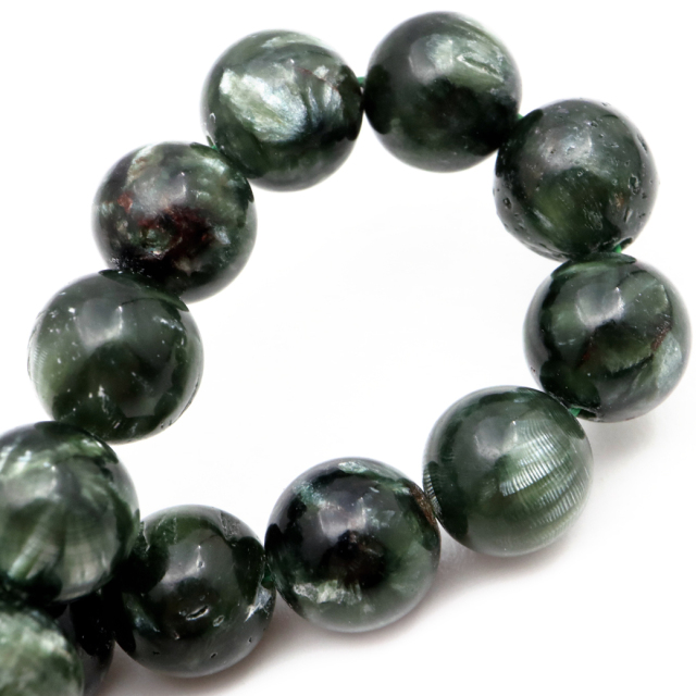 セラフィナイト ブレスレット 9mm 斜緑泥石 ロシア産 1点物