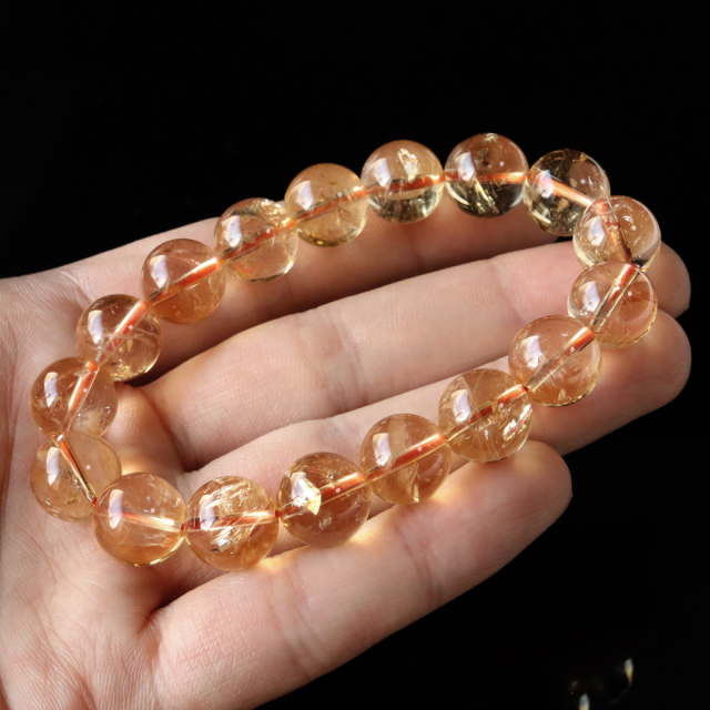 シトリン ブレスレット 11-12mm 黄色水晶 金運 天然石 パワーストーン