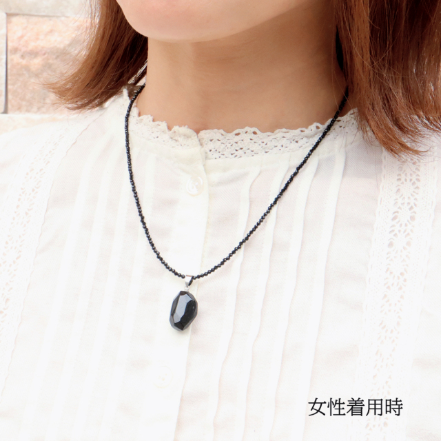 ブラックスピネル ネックレス メンズ レディース 長さ約40cm 天然石 アジャスター付き 誕生石 8月 プレゼント