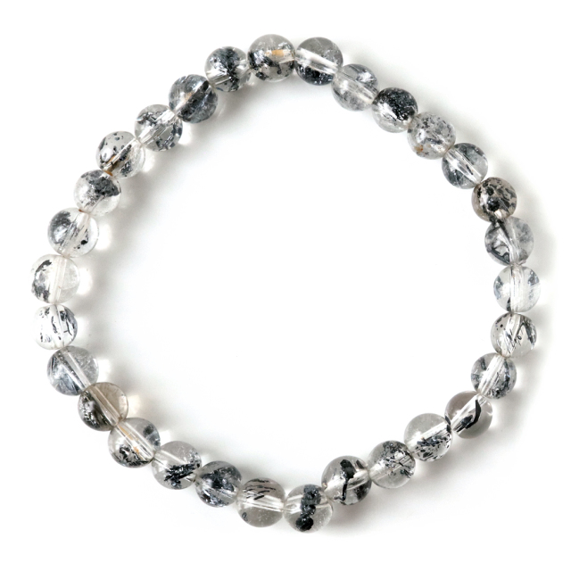 【極上,希少】スティブナイトインクォーツ ６㎜　ブレスレット　美品　透明 スティブナイト インクォーツ ブレスレット 6mm 高透明 AAA 輝安